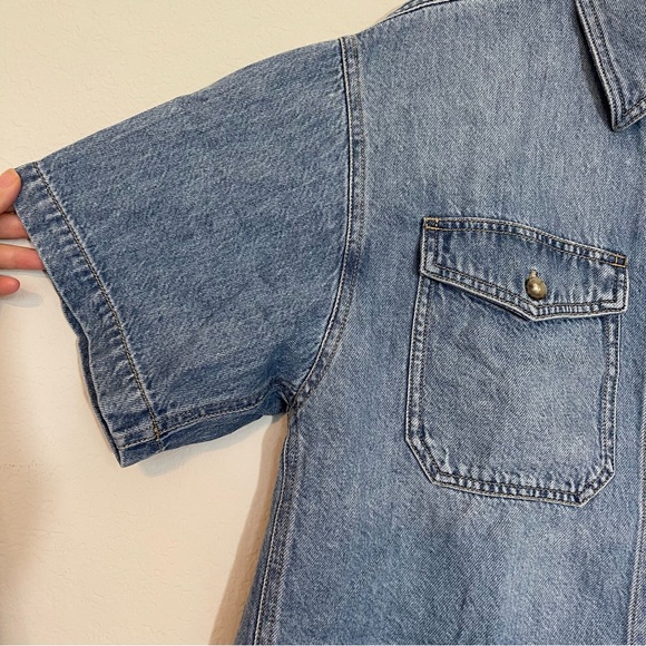 Madewell NWT Boxy Crop Button Up Shirt Airy Denim Edition Medium in Hallstead - Picture 9 of 12